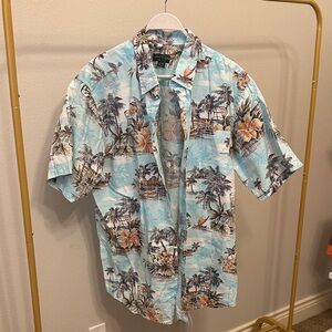 David Taylor Blue Tropical Print Shirt